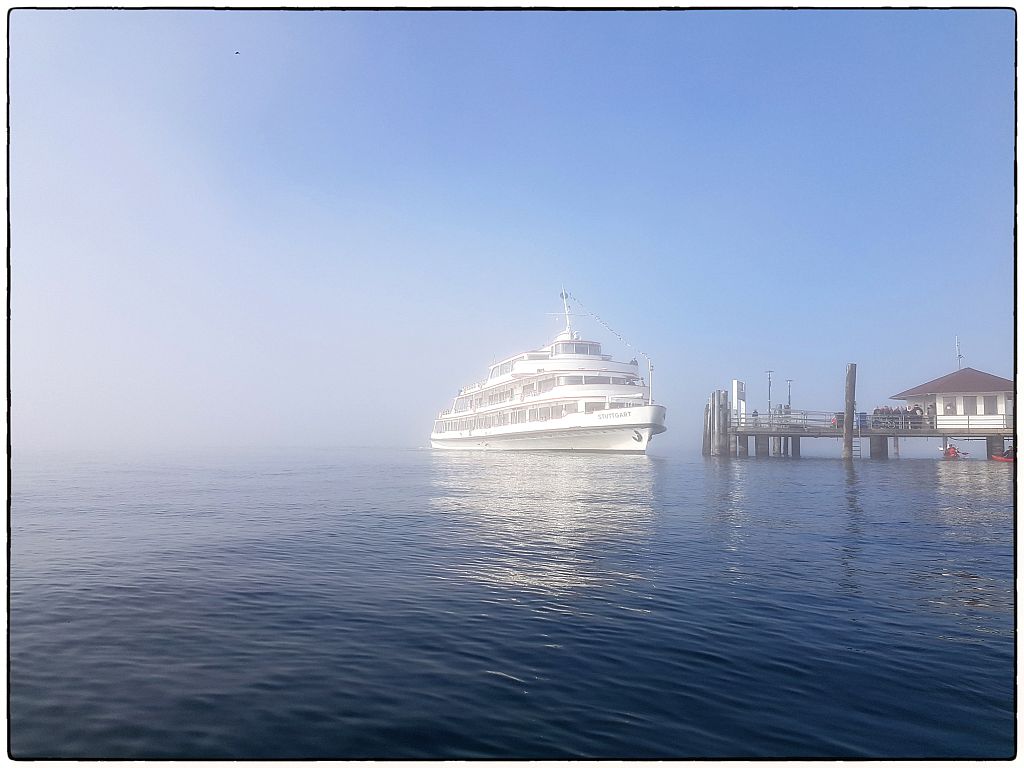 mit dem Kanu am Bodensee bei Nebel