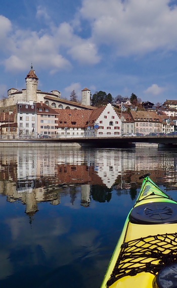 mit dem Kajak auf dem Hochrhein